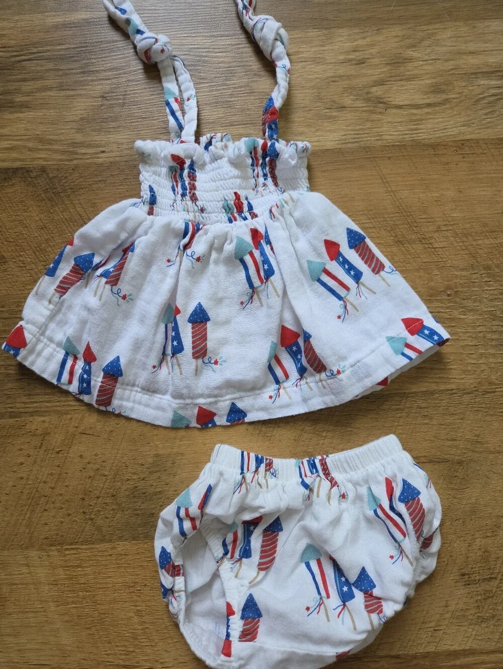 SIIX Strawberry Shortcake Checkerboard Jumpsuit & Red/White/Blue Smocked Set